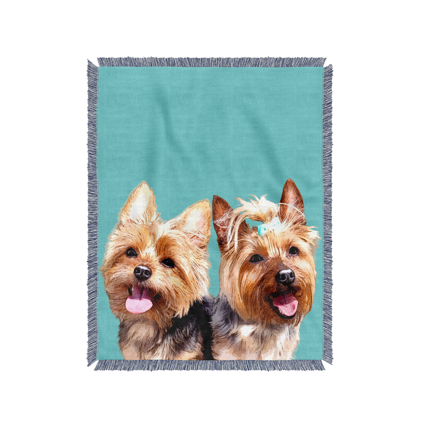 Blanket with two dogs on a teal background - Pop Your Pup