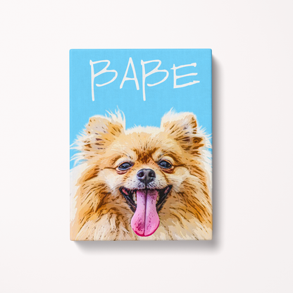 Custom Pet Art Canvas Wrap 24 x 30 Portrait painting pomeranian dog tongue