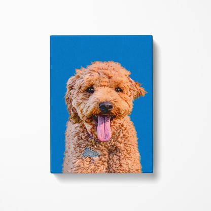 Custom Pet Art Canvas Wrap canvas print golden doodle tongue Portrait