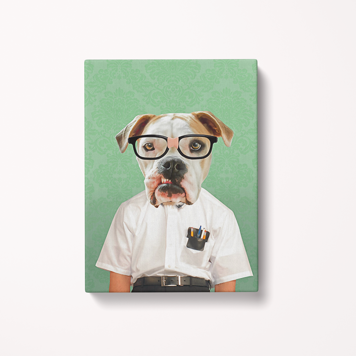 Custom Pet Art Canvas Wrap 16 x 20 canvas print dog’s head human Portrait costume