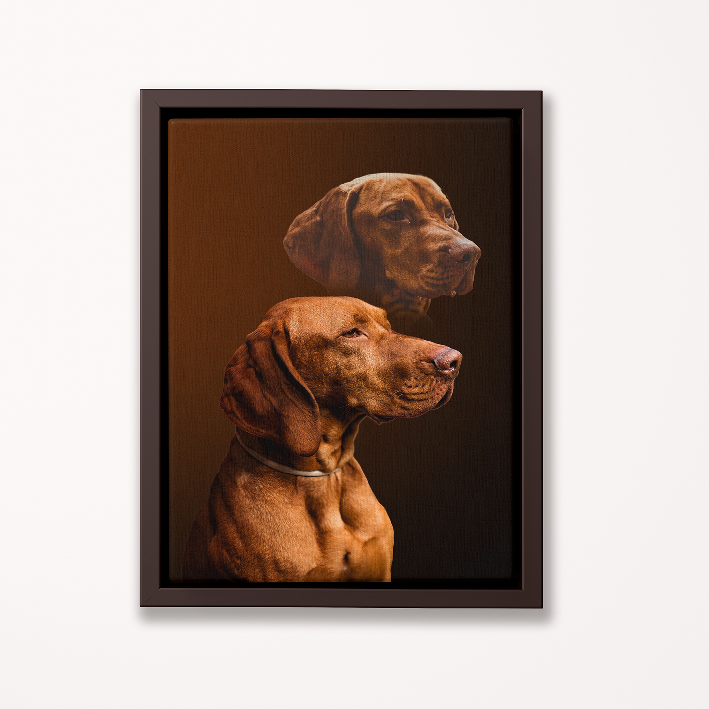 Framed canvas portrait of  two brown dogs on a white background - Pop Your Pup