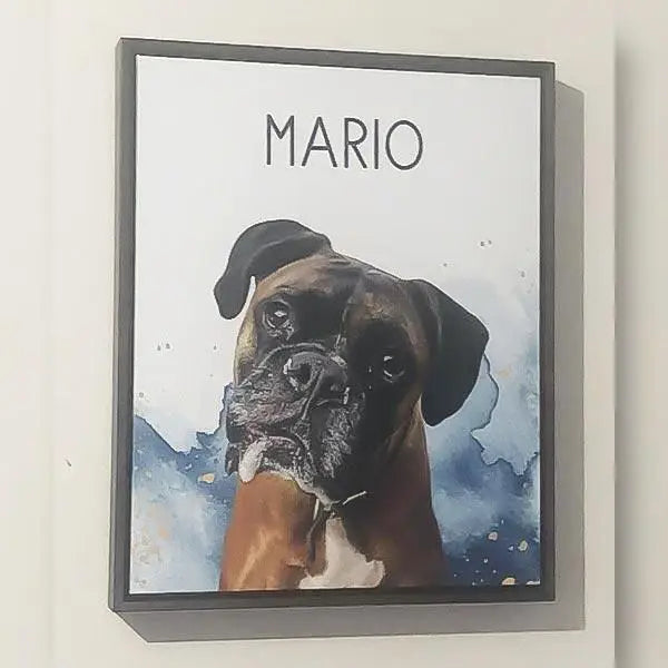 Custom Pet Art Framed Canvas framed custom pet portrait boxer