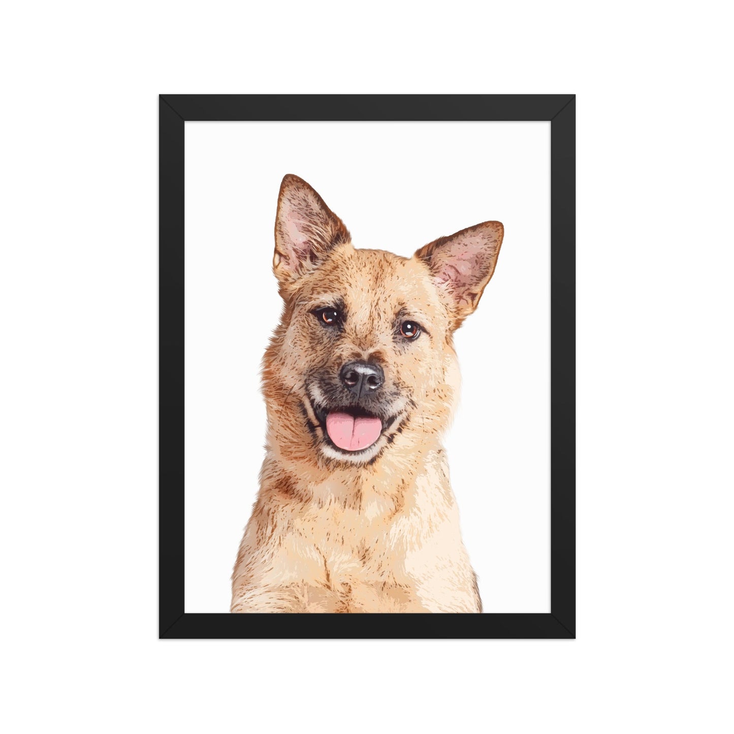 Custom Pet Art Framed Print Black / 12″×16″ framed portrait tan dog pointed