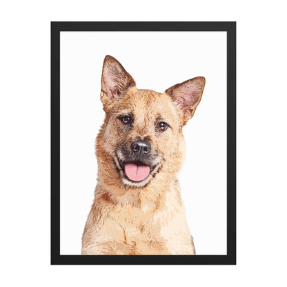 Custom Pet Art Framed Print Black / 18″×24″ framed portrait happy light brown