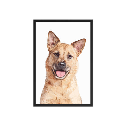 Custom Pet Art Framed Print Black / 20″×30″ framed light brown dog erect