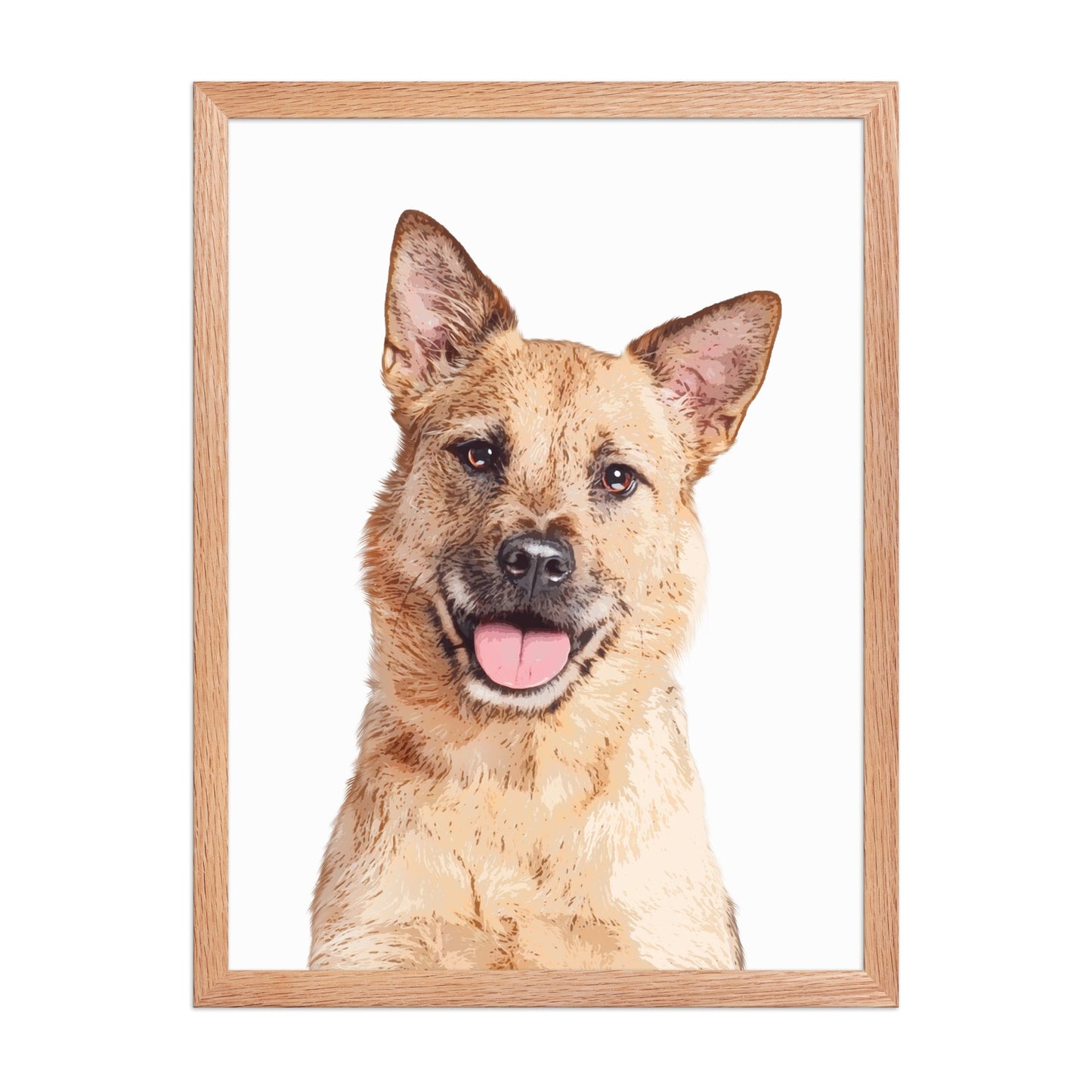 Custom Pet Art Framed Print Red Oak / 18″×24″ framed picture brown dog perked