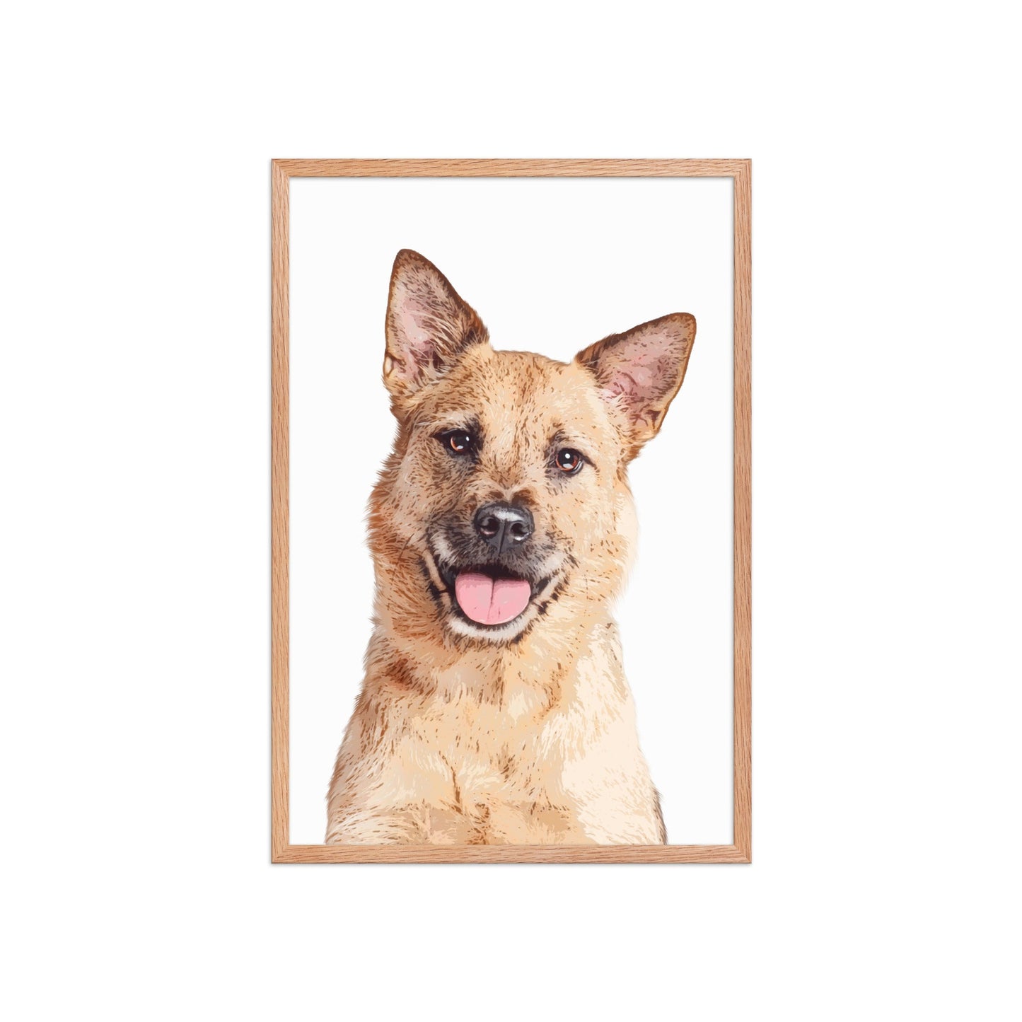 Custom Pet Art Framed Print Red Oak / 20″×30″ framed print light brown dog