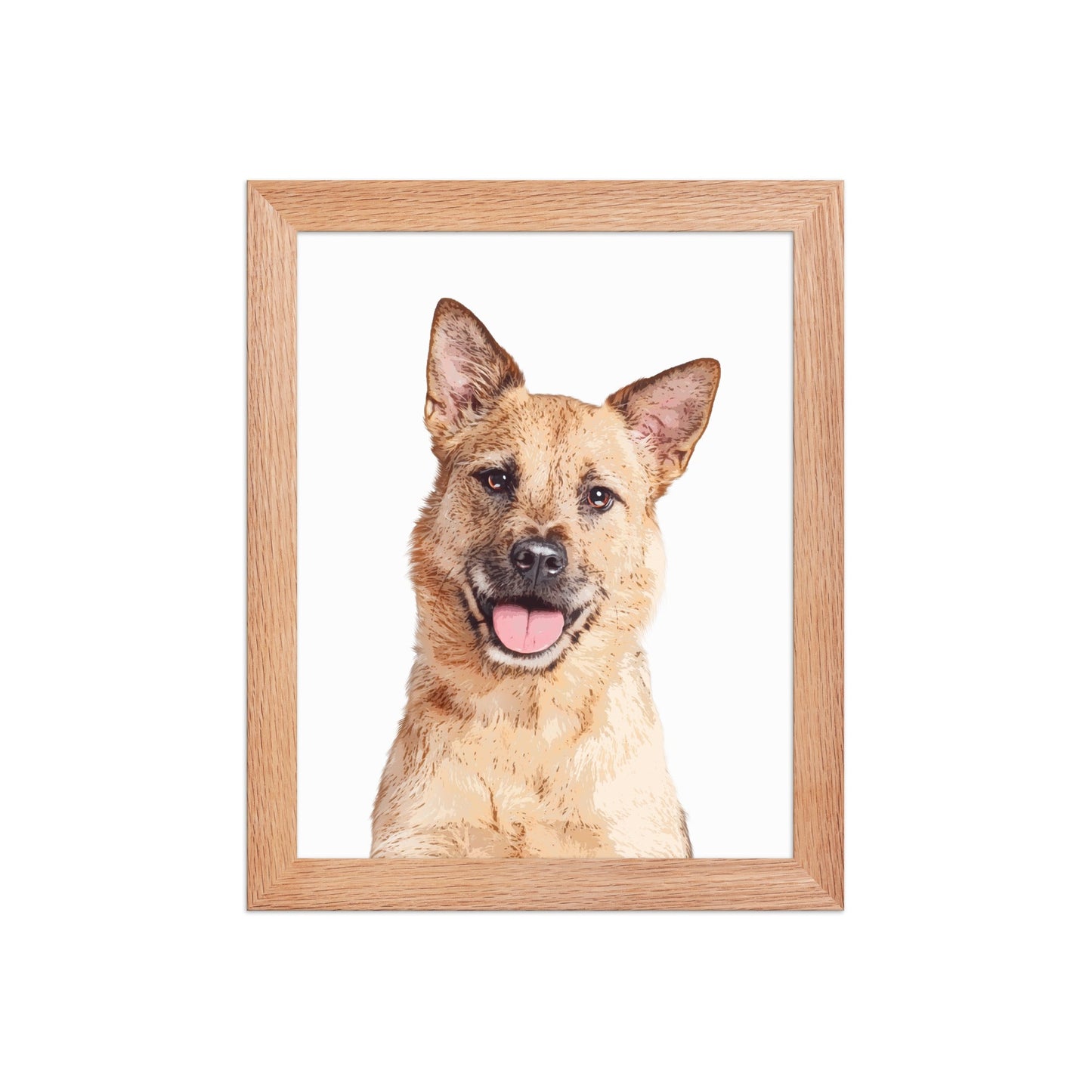 Custom Pet Art Framed Print Red Oak / 8″×10″ framed art print brown dog