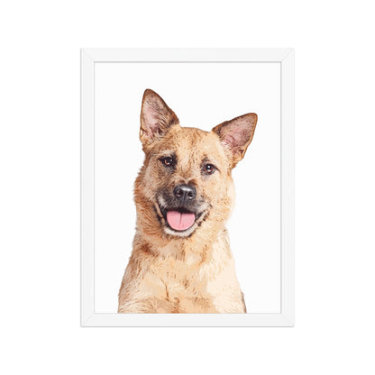 Custom Pet Art Framed Print White / 12″×16″ framed illustration happy light brown