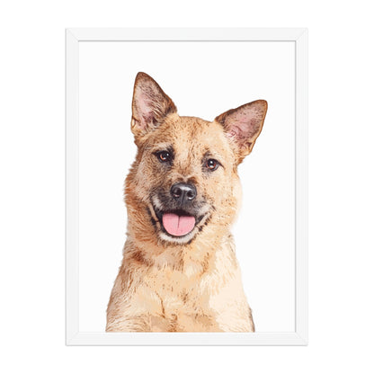 Custom Pet Art Framed Print White / 18″×24″ framed portrait tan dog pointed