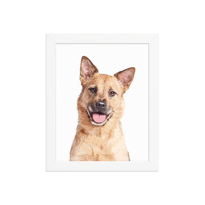 Custom Pet Art Framed Print White / 8″×10″ framed portrait tan dog