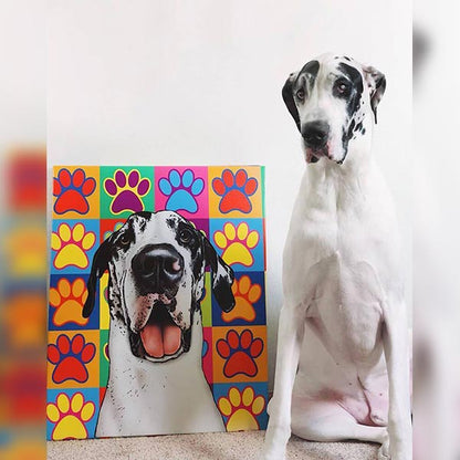 Original Pet Pop Art Canvas Wrap harlequin great dane pop art style