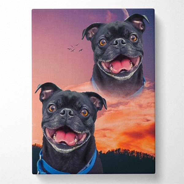 Custom Pet Art Canvas Wrap canvas print two black pugs