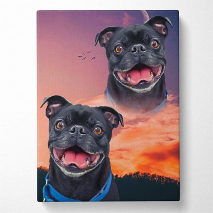 Custom Pet Art Canvas Wrap canvas print two black pugs