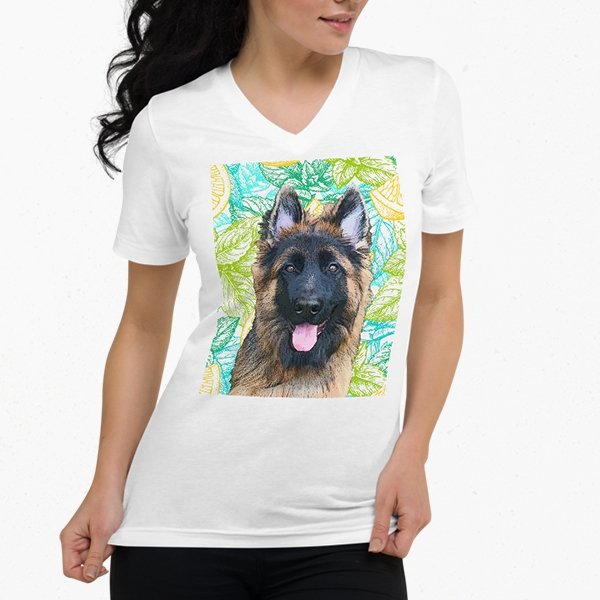 Custom Pet Art Ladies V-neck - Pop Your Pup!™