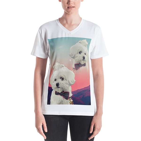 Custom Pet Art Ladies V-neck - Pop Your Pup!™