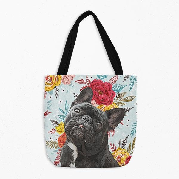 A Touch of Pets Dog Portrait Leather Tote Bag