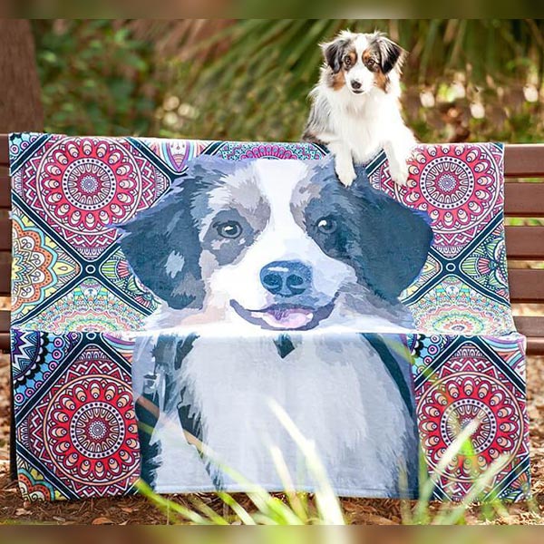 Custom Dog Blanket Personalized Pet Photo Blanket Painted Art Portrait  Feelce Blanket – santacalcetines