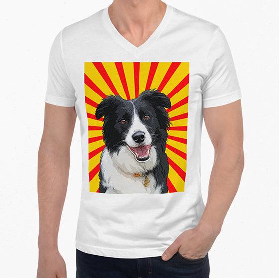 Original Pet Pop Art Mens V-neck - Custom pet art of your dog or cat by pop-your-pup