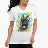 Original Pet Pop Art Womens V-neck - Custom pet art of your dog or cat by pop-your-pup