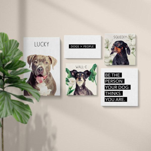 Pop Chic - 5 Canvas Gallery Set - Landscape - Custom pet art of your dog or cat by pop-your-pup