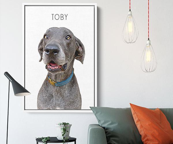 Pop Chic Modern Framed Canvas - Custom pet art of your dog or cat by pop-your-pup