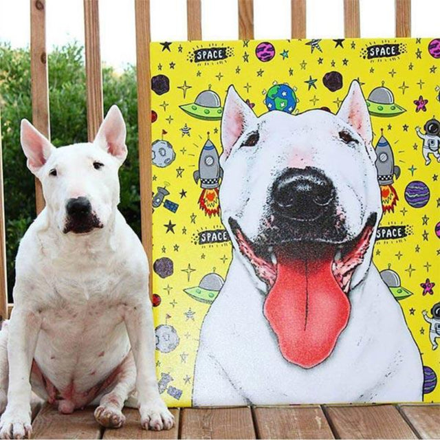 Custom Pet Art Canvas Wrap white bull terrier dog canvas