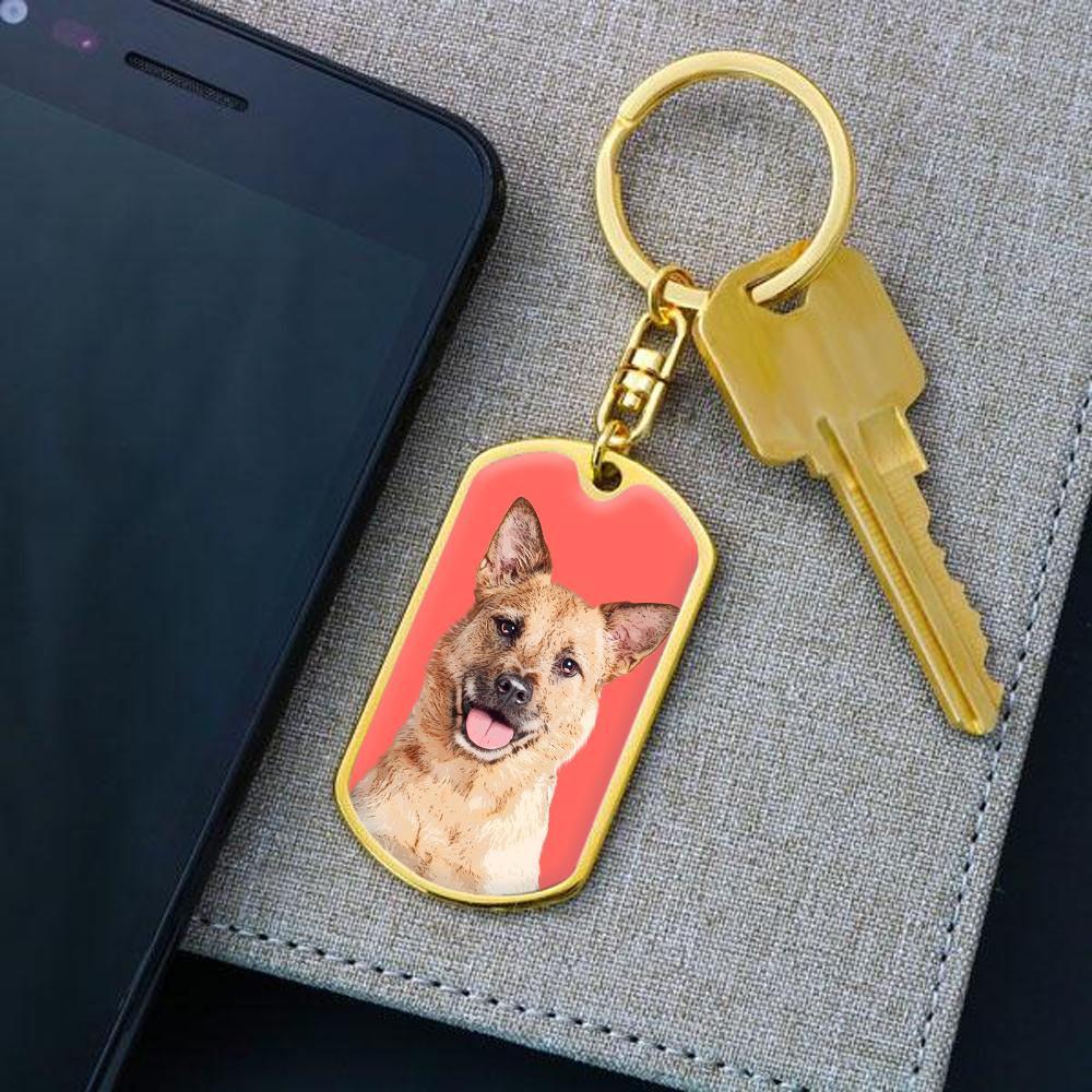 Custom Pet Art - Dog Tag Keychain - Pop Your Pup!™