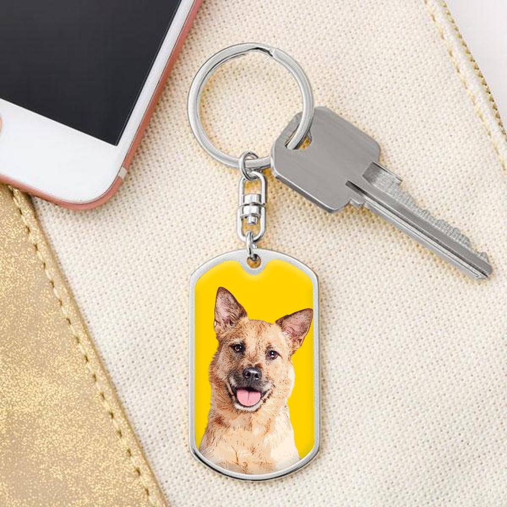 Custom Pet Art - Dog Tag Keychain - Pop Your Pup!™