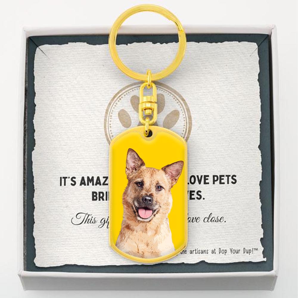 Custom Pet Art - Dog Tag Keychain - Pop Your Pup!™