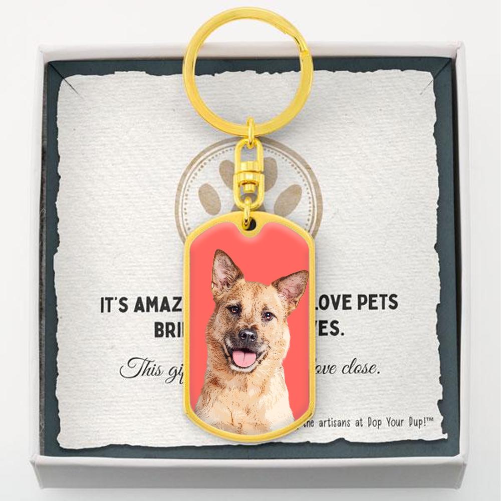 Custom Pet Art - Dog Tag Keychain - Pop Your Pup!™
