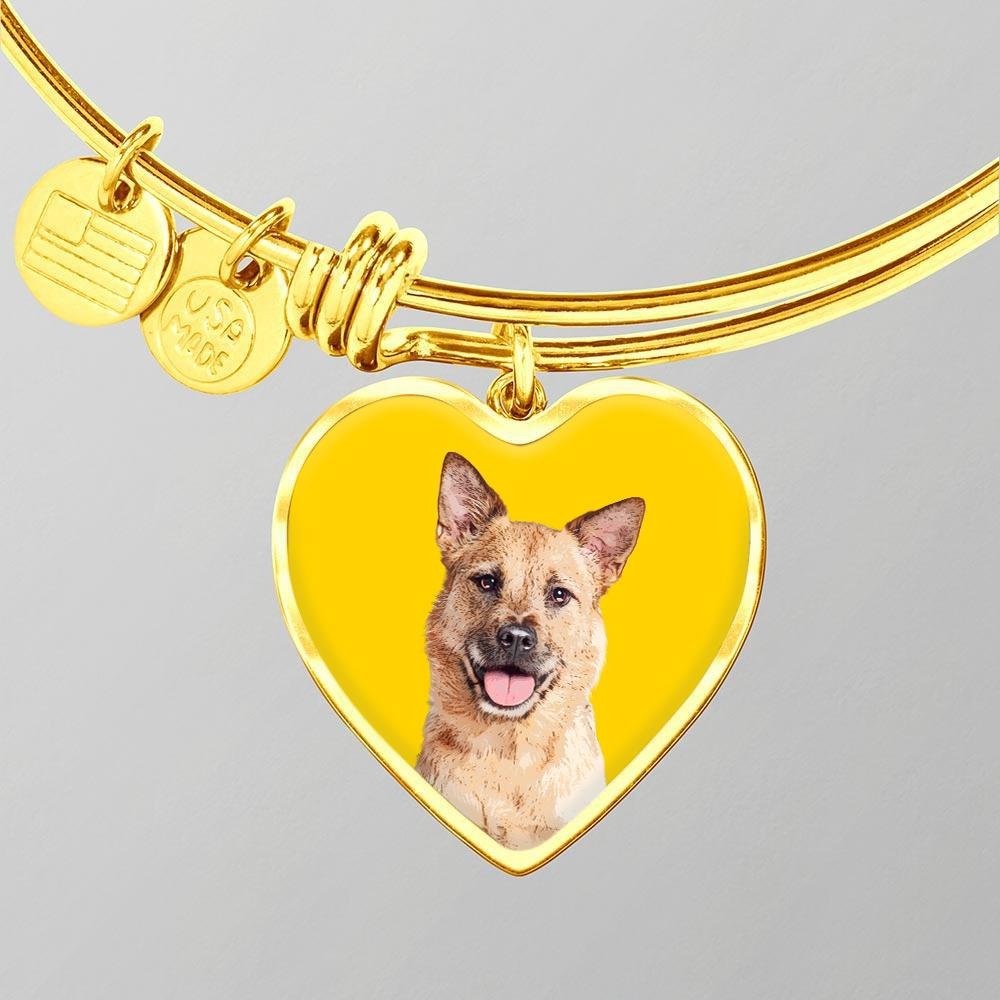 Custom Pet Art - Heart Bangle Bracelet - Pop Your Pup!™