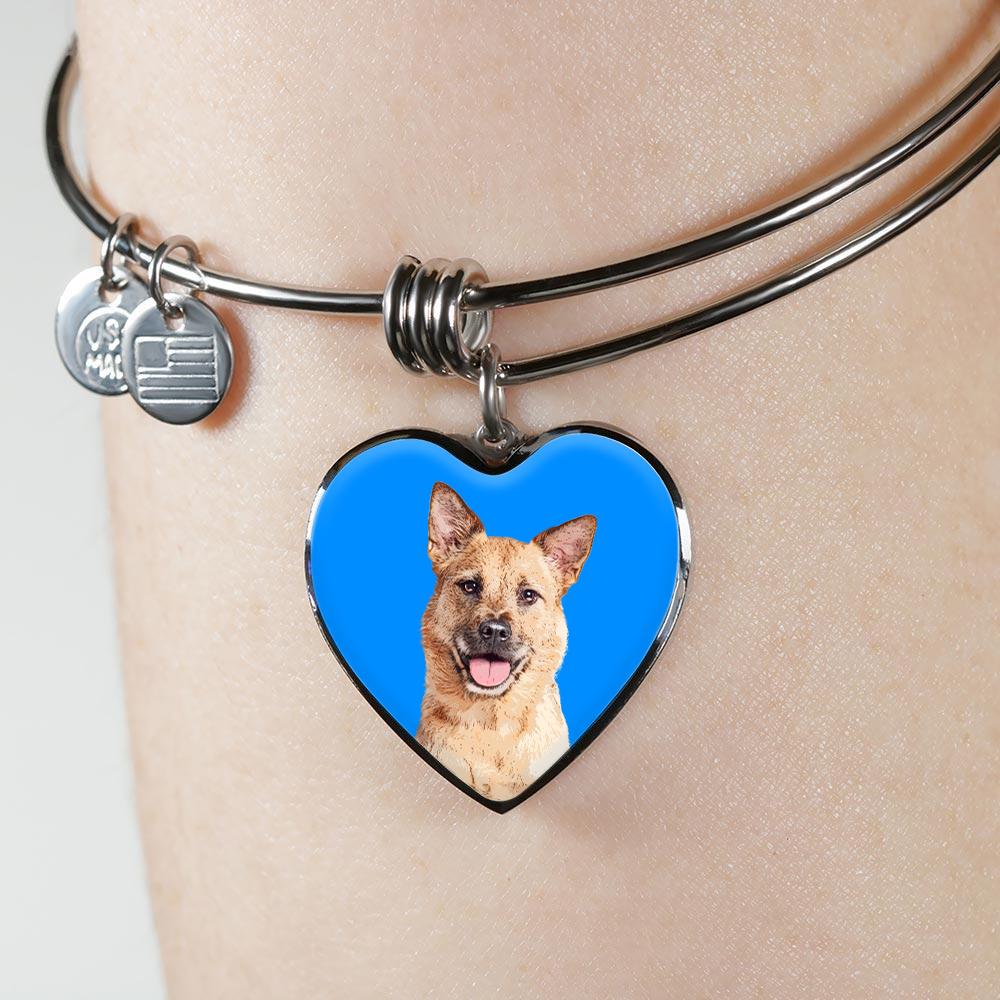 Custom Pet Art - Heart Bangle Bracelet - Pop Your Pup!™