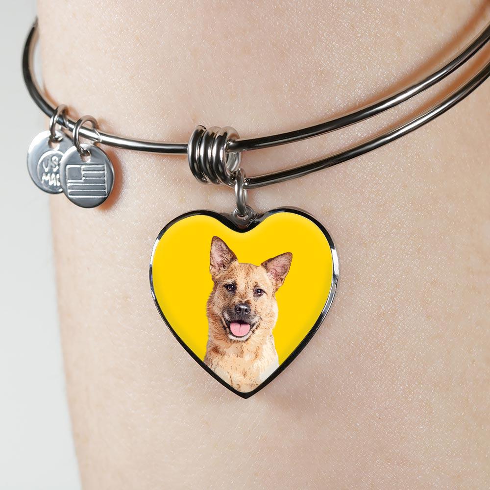 Custom Pet Art - Heart Bangle Bracelet - Pop Your Pup!™