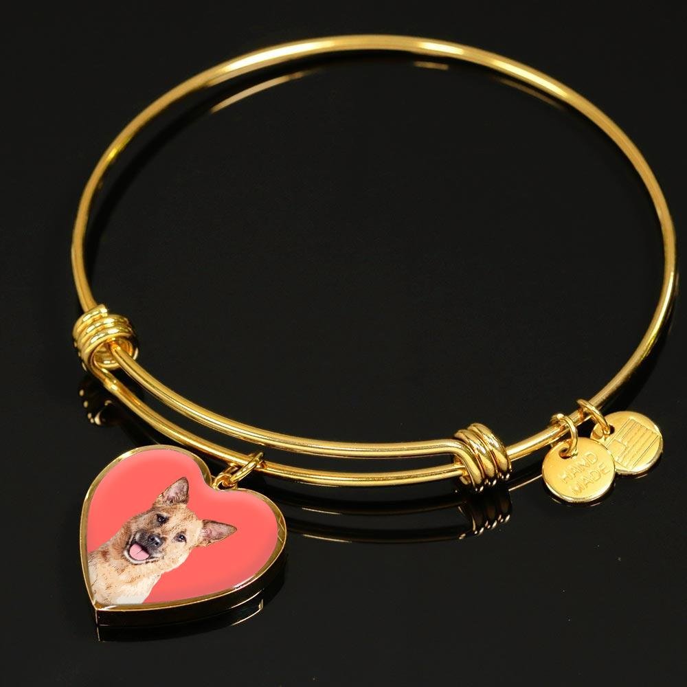 Custom Pet Art - Heart Bangle Bracelet - Pop Your Pup!™
