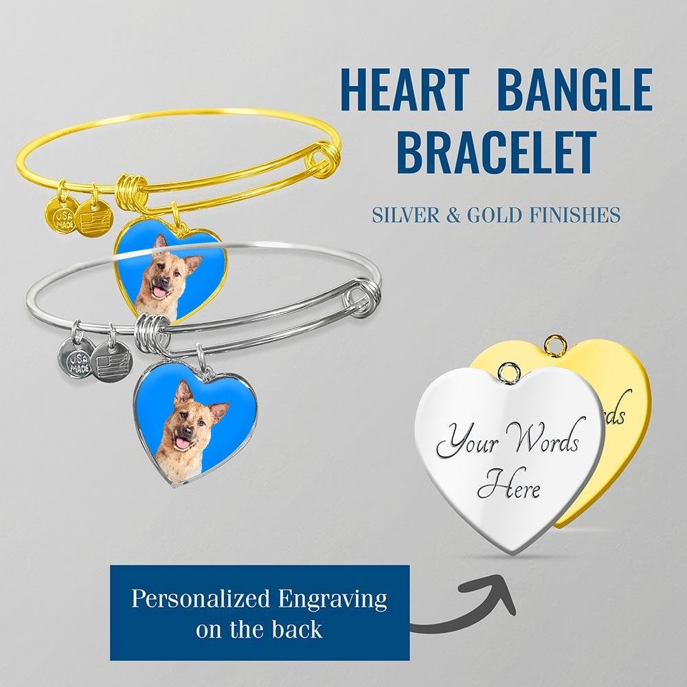 Custom Pet Art - Heart Bangle Bracelet - Pop Your Pup!™