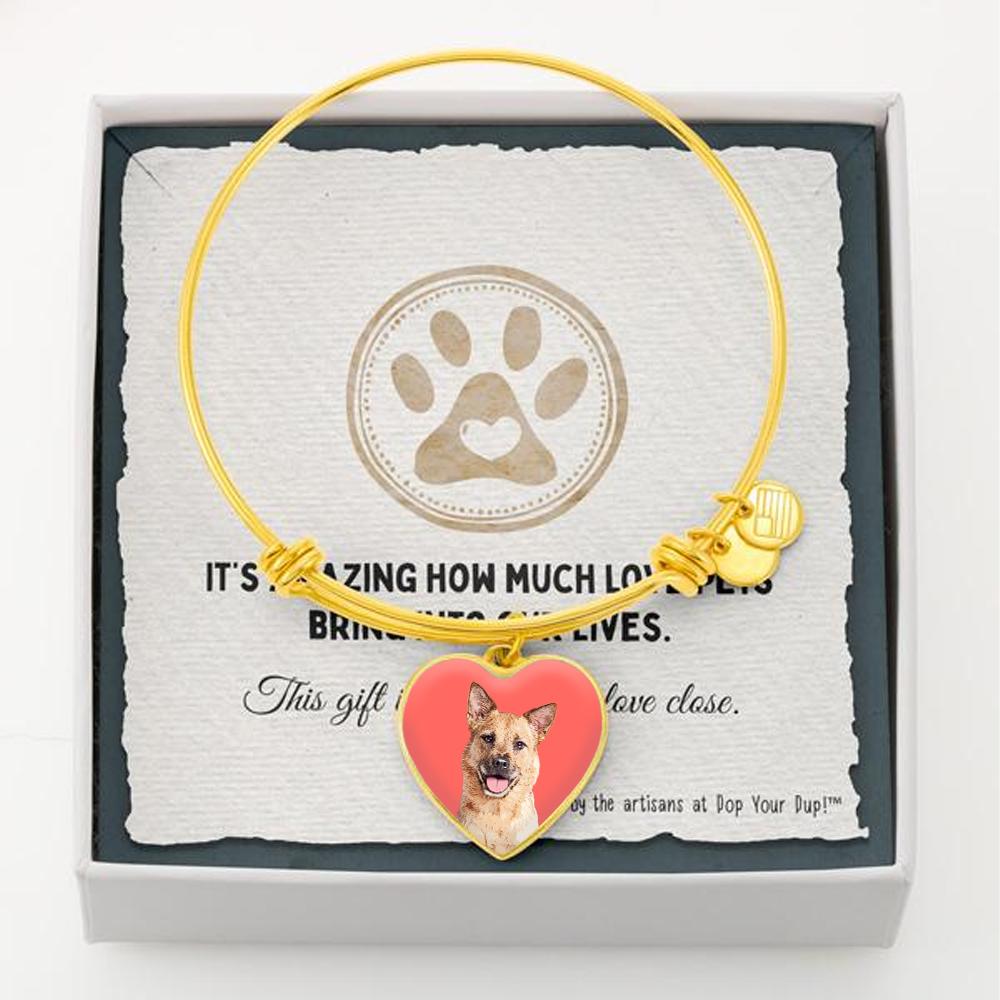 Custom Pet Art - Heart Bangle Bracelet - Pop Your Pup!™