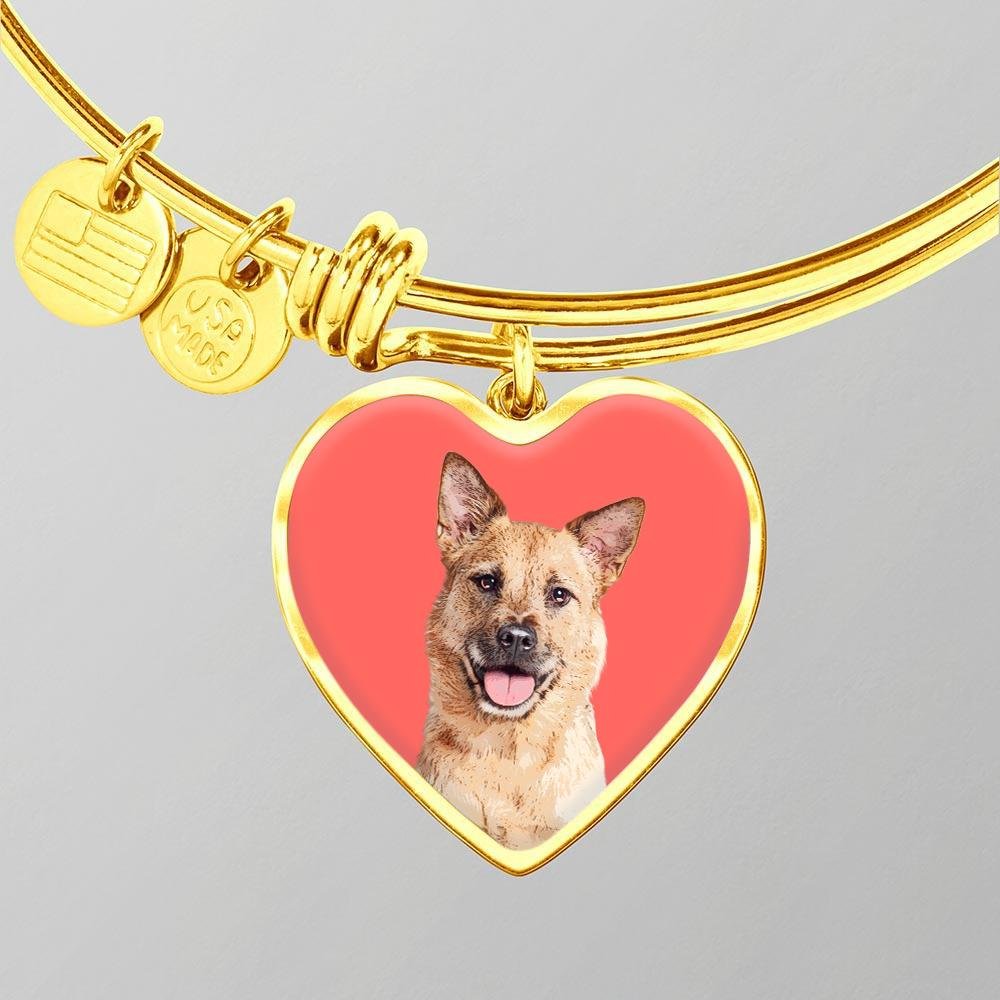 Custom Pet Art - Heart Bangle Bracelet - Pop Your Pup!™
