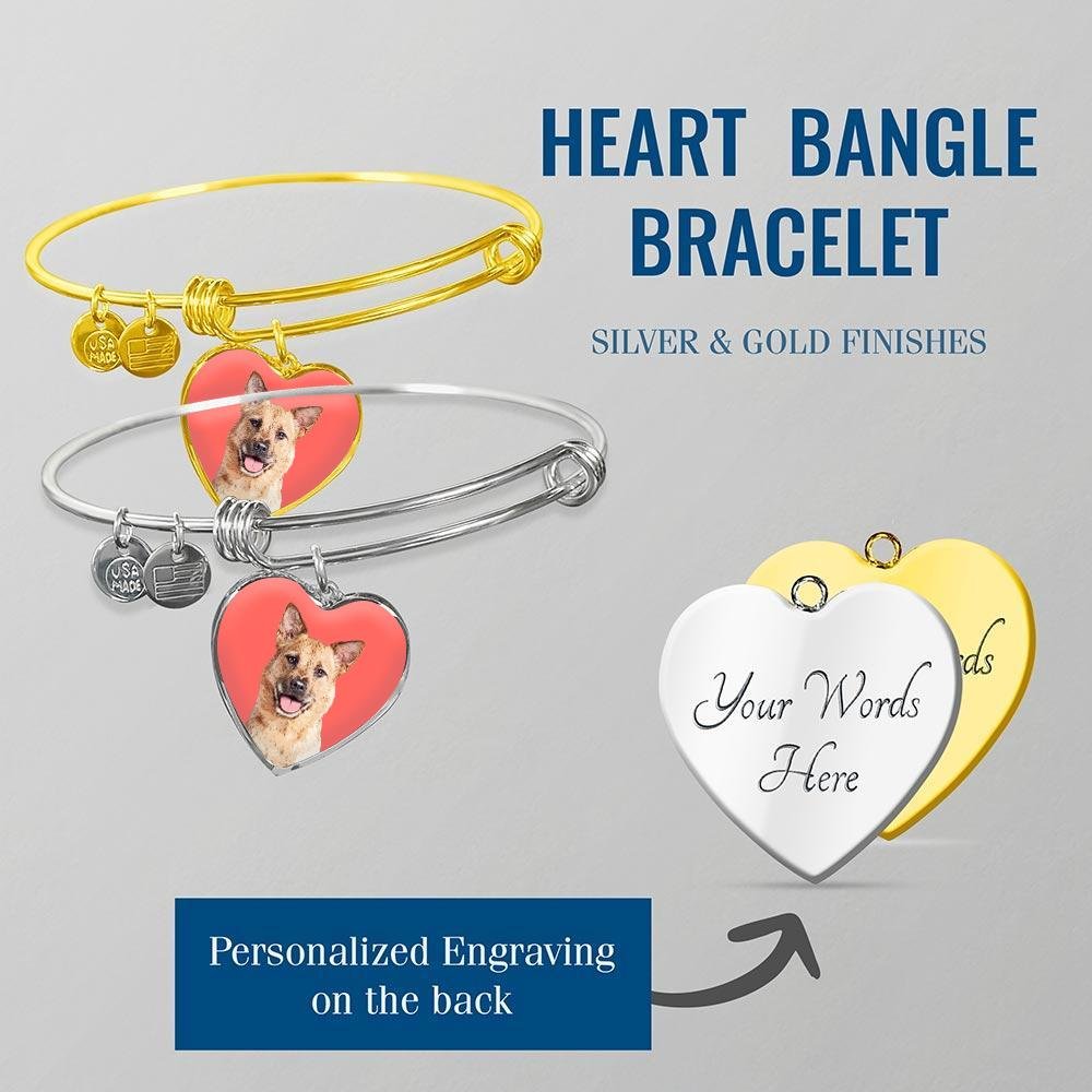 Custom Pet Art - Heart Bangle Bracelet - Pop Your Pup!™