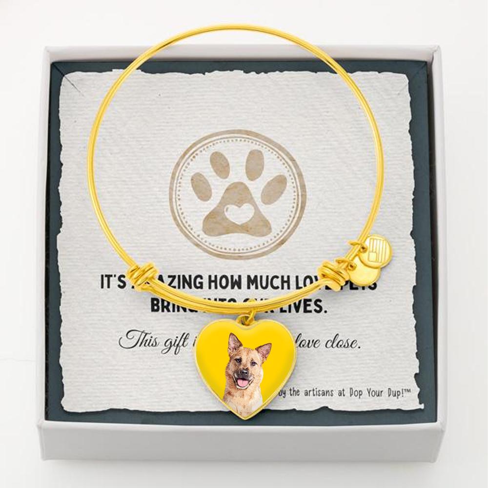 Custom Pet Art - Heart Bangle Bracelet - Pop Your Pup!™