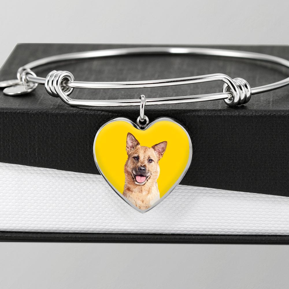 Custom Pet Art - Heart Bangle Bracelet - Pop Your Pup!™