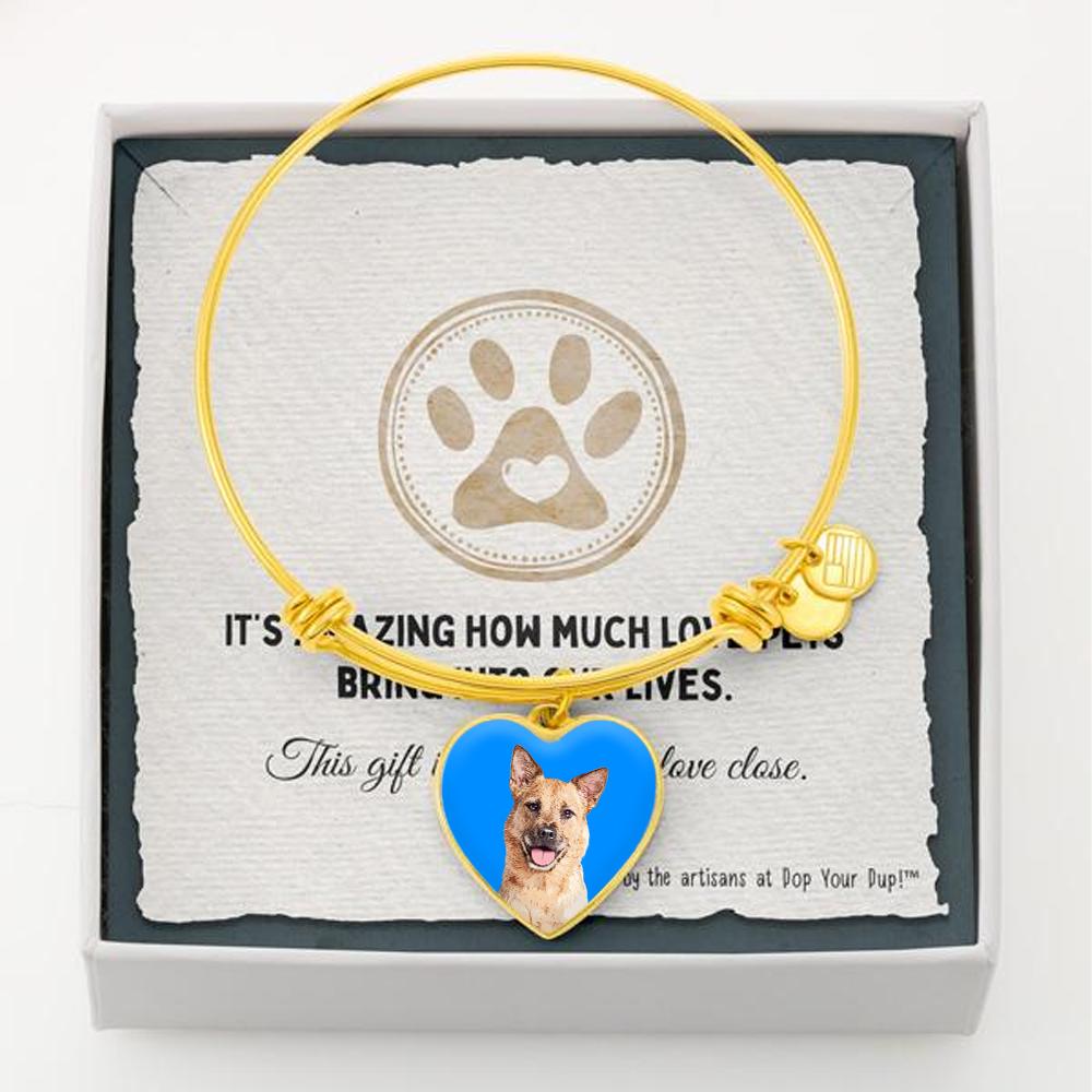 Custom Pet Art - Heart Bangle Bracelet - Pop Your Pup!™