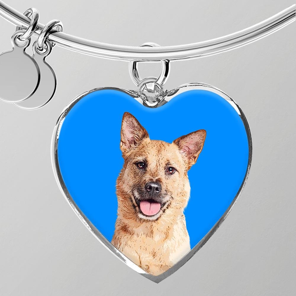Custom Pet Art - Heart Bangle Bracelet - Pop Your Pup!™