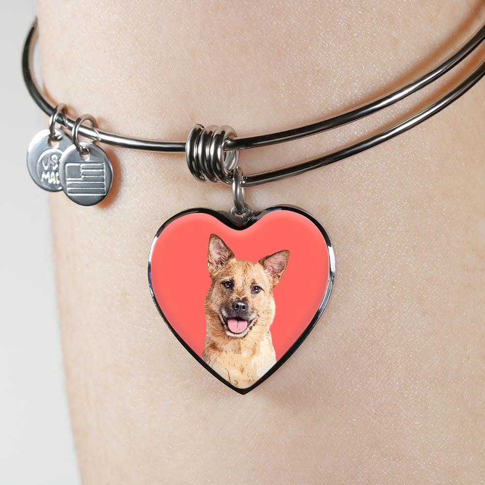 Custom Pet Art - Heart Bangle Bracelet - Pop Your Pup!™