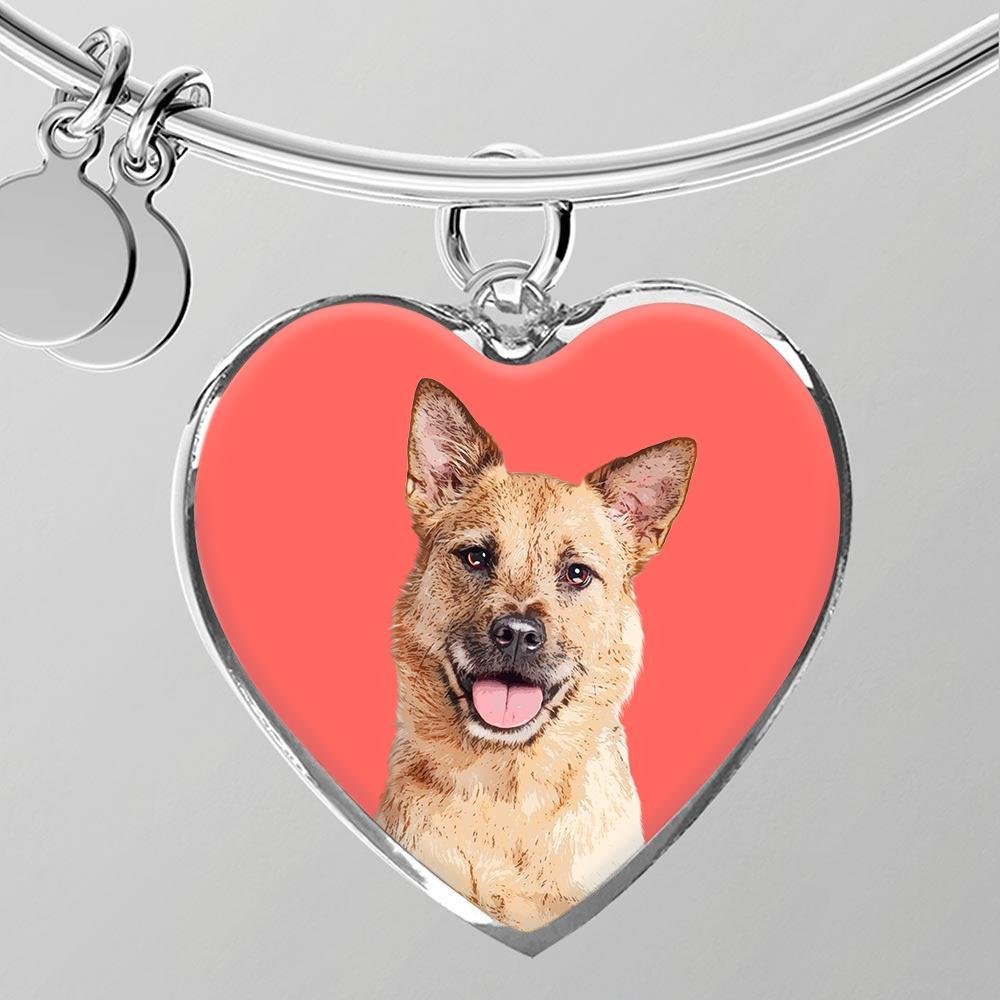 Custom Pet Art - Heart Bangle Bracelet - Pop Your Pup!™