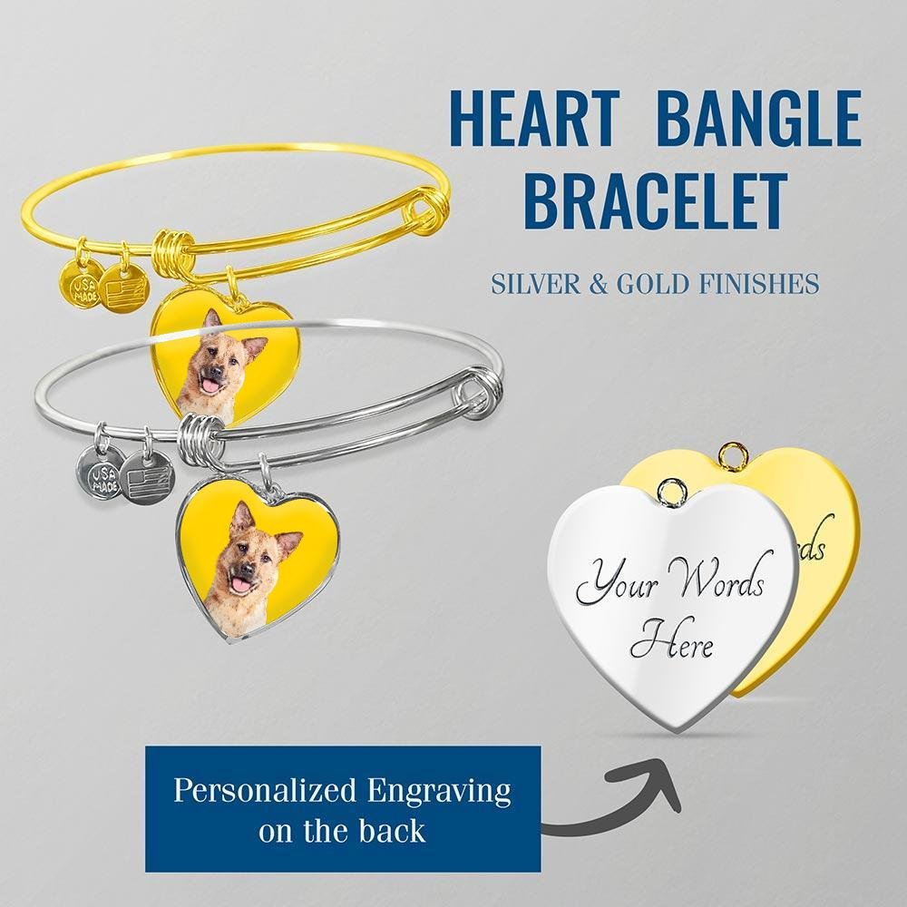 Custom Pet Art - Heart Bangle Bracelet - Pop Your Pup!™