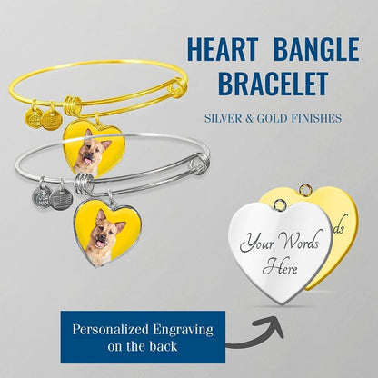 Custom Pet Art - Heart Bangle Bracelet - Pop Your Pup!™
