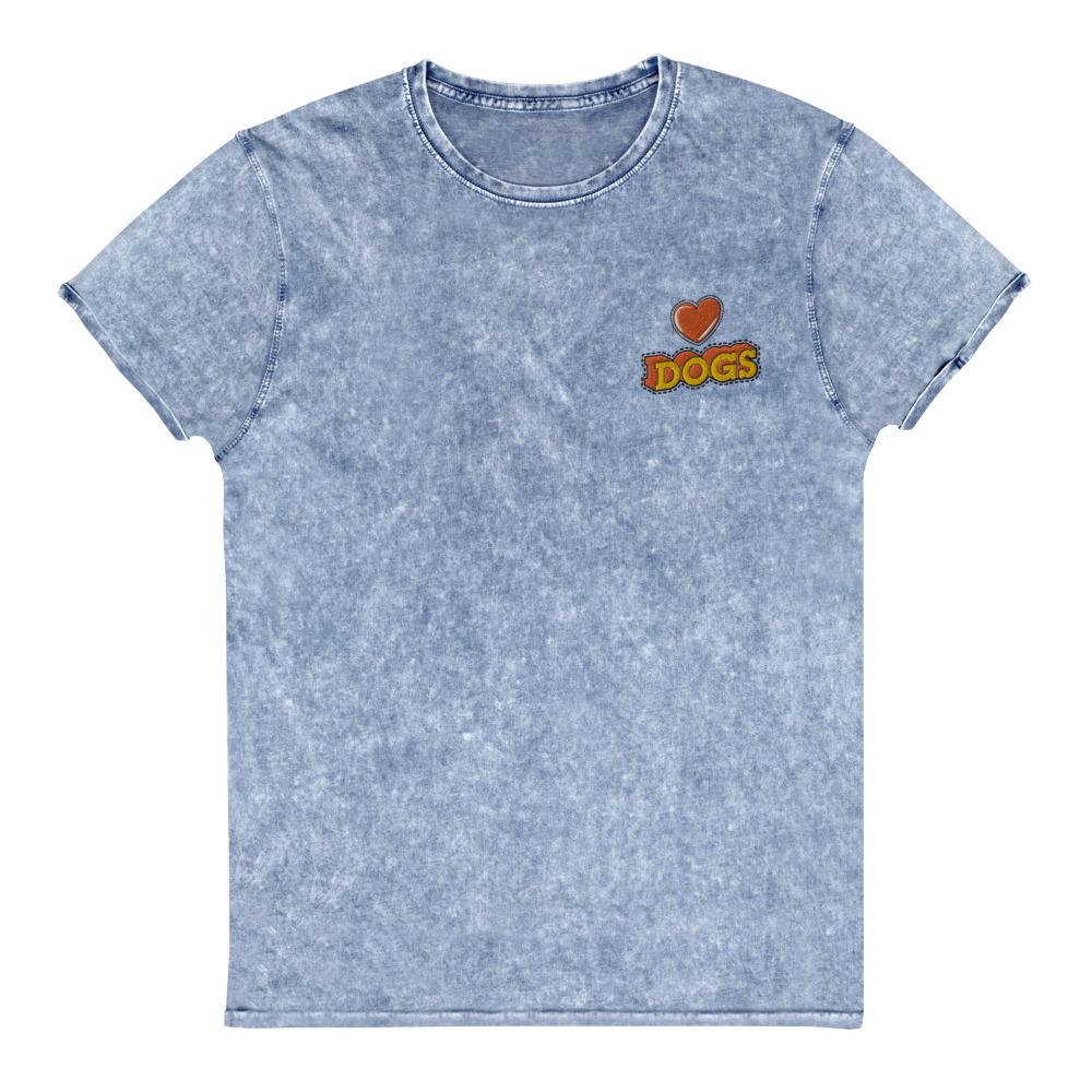 Heart Dogs - Embroidered Denim T-Shirt