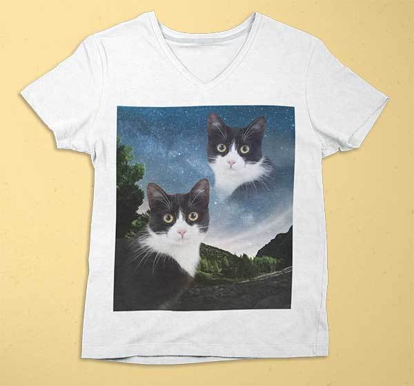 Super Portrait Ladies V-neck - Custom pet art of your dog or cat by pop-your-pup