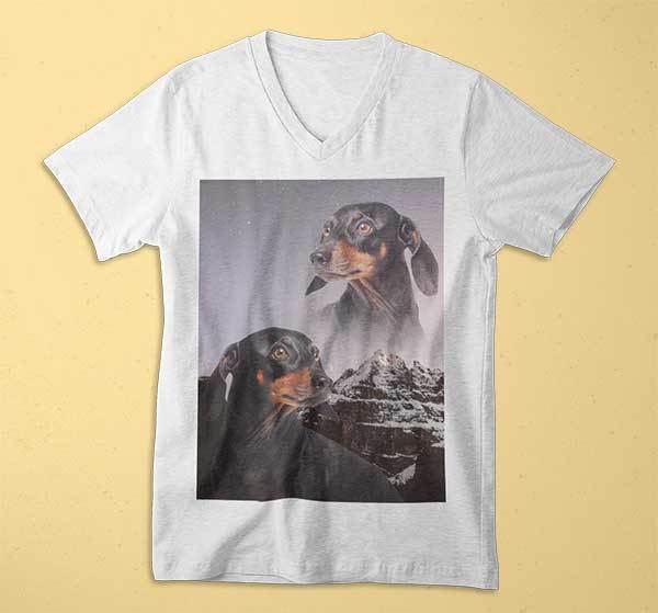 Super Portrait Mens V-neck - Custom pet art of your dog or cat by pop-your-pup